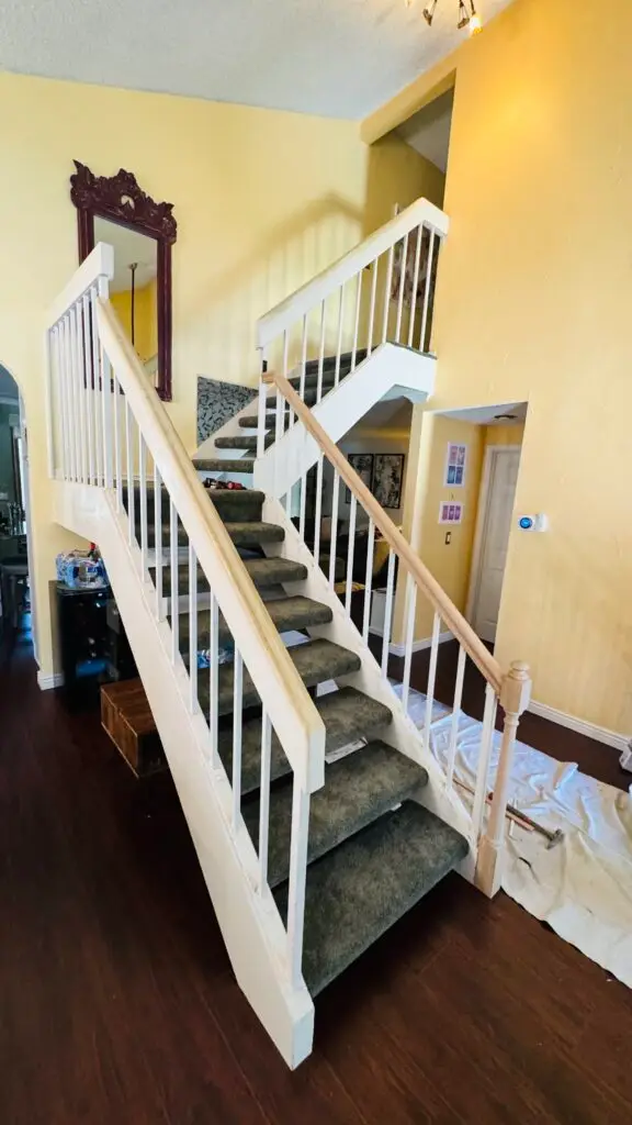 Staircase Handrail Replacement in Valencia — handrail staining