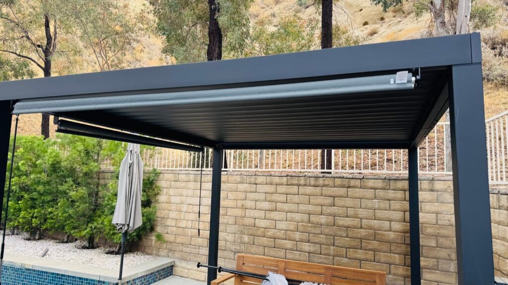 Pergola Sun Shade Installation in Valencia — pergola curtain removal